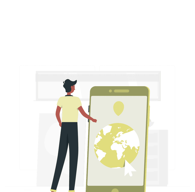 hombre con celular grande